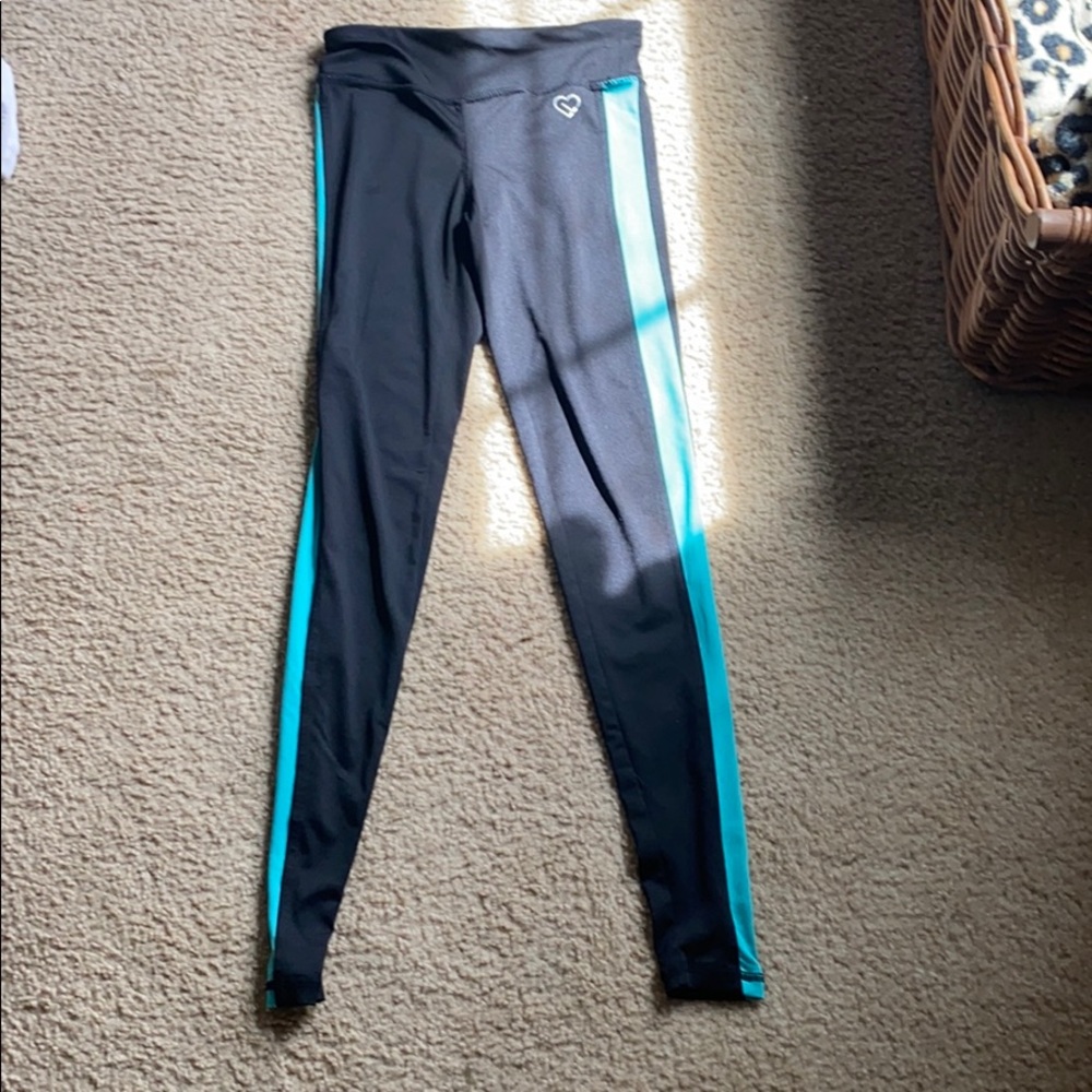 Live love dream teal and black leggings women’s xs